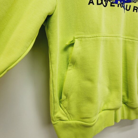 Adidas Adventure Lime Green Hoodie Mens  Size S Kangaroo Pocket Drawstring Hood - Picture 6 of 12
